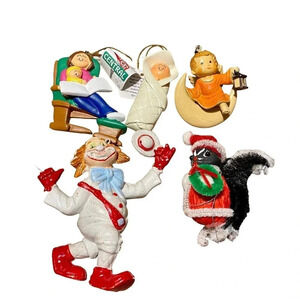 Vintage Miniature Seasonal Holiday Decor 5 Pieces Lot of Christmas Ornaments